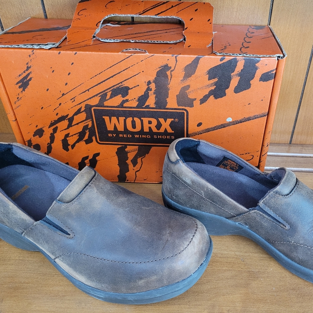 New Worx Red Wing 5114 Safety Work Shoes Clogs Steel Toe Brown Women's 7.5
